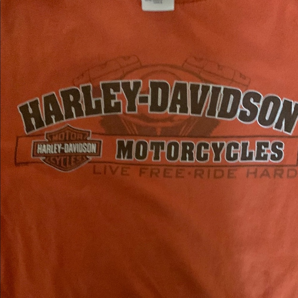 Harley-Davidson Orange Short Sleeve Tee size large - Picture 3 of 8